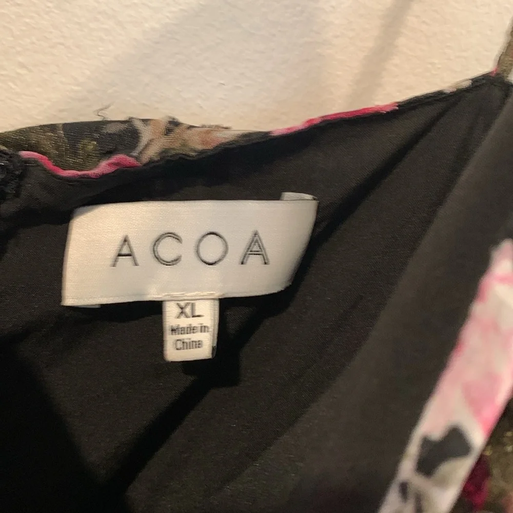 ACOA Black Floral Dress with Ruffles and Layers - Size XL - Picture 7 of 15